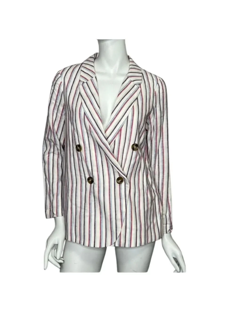 Dolan Left Coast Collection Antropologie Blazer Striped Linen Double-breasted XL